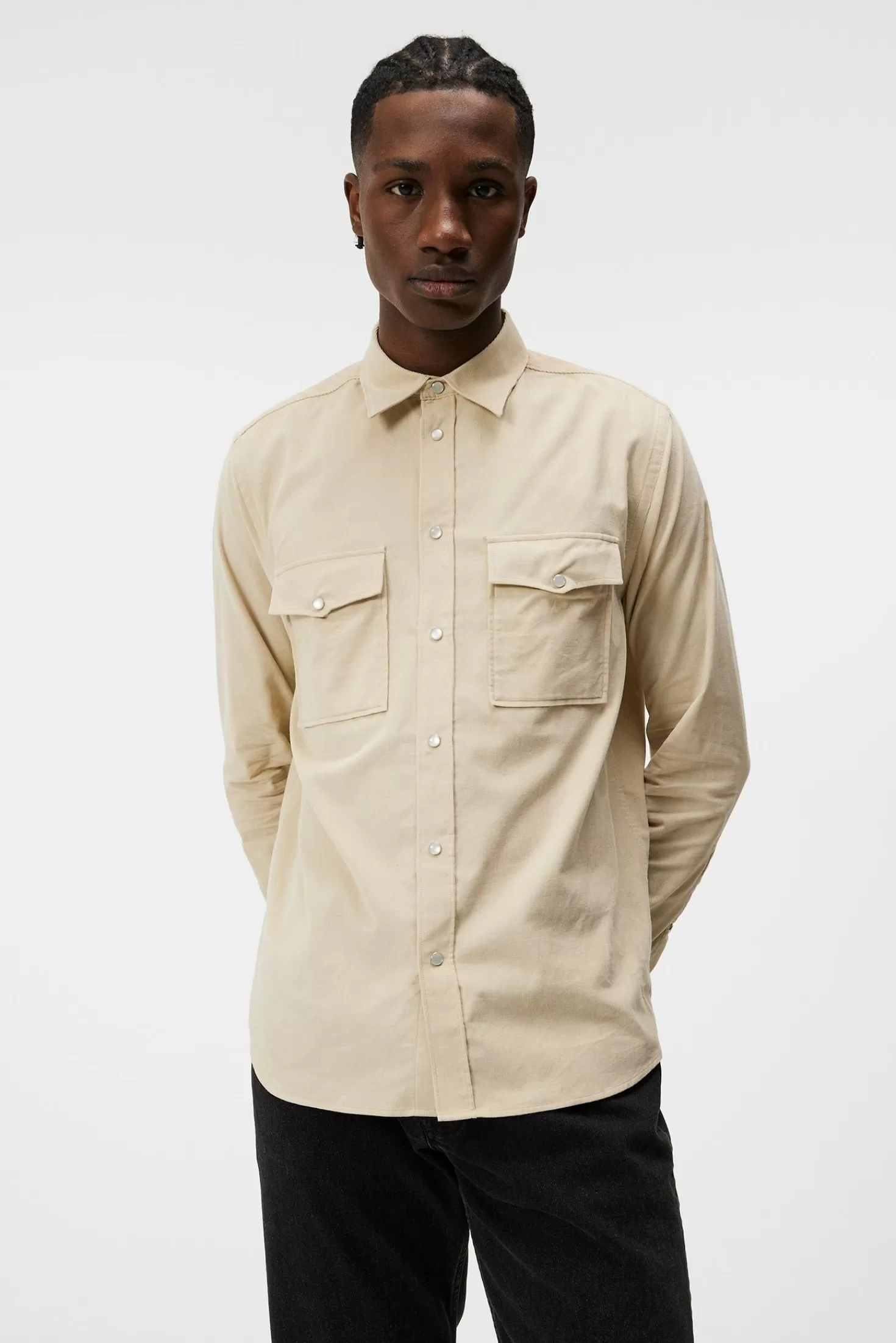 Skjortor<J.Lindeberg Carlos Reg Cord Shirt Oyster Gray