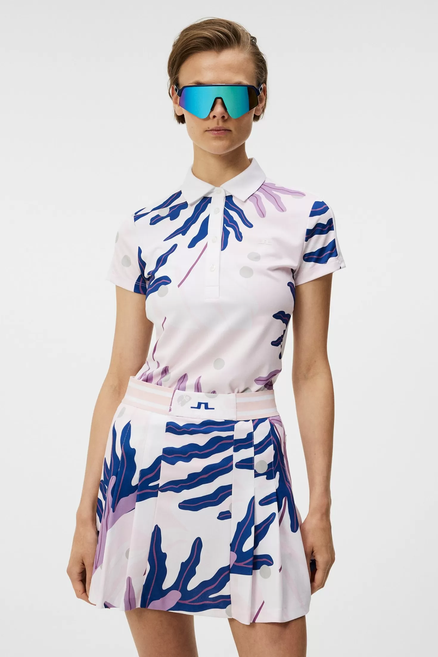 Polotröjor<J.Lindeberg Jada Print Polo Paradise Monstera Pink