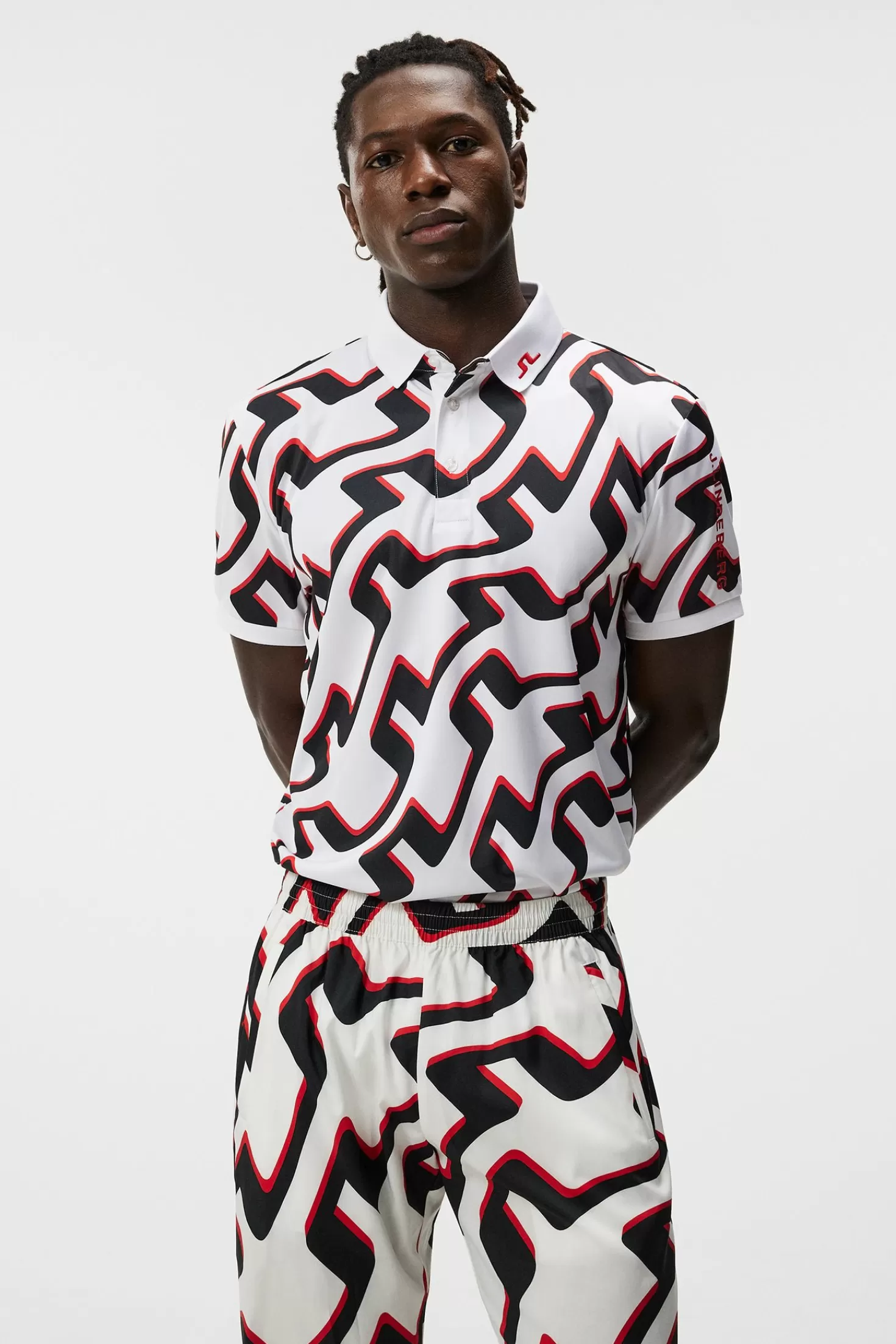 Polotröjor<J.Lindeberg Tour Tech Reg Fit Print Polo Bridge Wave White